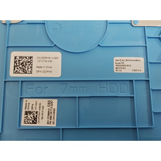 Carcasa superioara cu tastatura palmrest Laptop Gaming, Dell, G3 3590, P89F, P89F001, 2DPKM, 02DPKM, 2M76H, 02M76H, 460.0K702.0012, Selek G3 MLK 60W, pentru placa video GTX 1650, iluminata, albastra, layout US