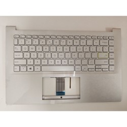 Carcasa superioara cu tastatura palmrest Laptop, Asus, VivoBook 14 X421I, X421IA, X421U, X421UUA, 90NB0QR1-R30US0, 90NB0QR1-R30UI0, 39XKSTAJNF0, X421IA-8G, iluminata, argintie, layout US