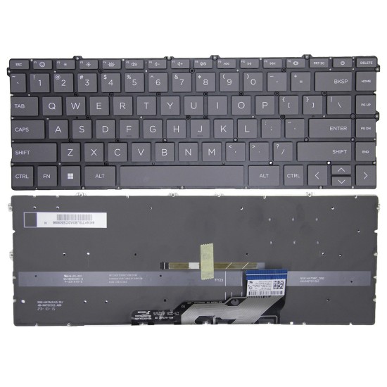 Tastatura Laptop, HP, Envy X360 15-FE, 15T-FE, TPN-C165, iluminata, gri inchis, layout US