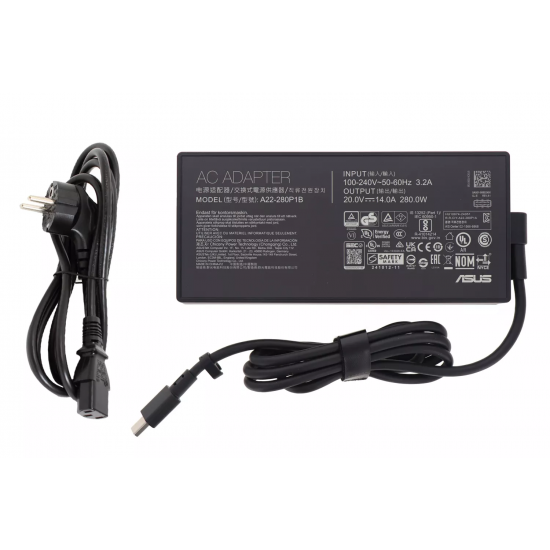 Incarcator Laptop Gaming, ADP-280EB F, A22-280P1B, 0A001-00802600, 0A001-00802700, 20V, 14A, 280W, mufa drepunghiulara 8.0x4.0mm