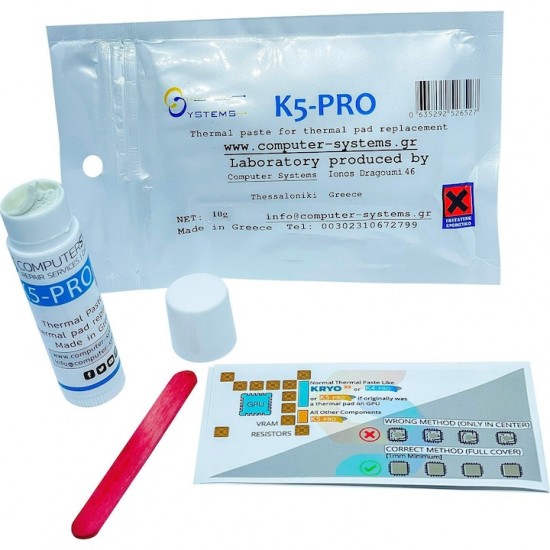 Pasta termica profesionala K5 Pro 10g, pentru inlocuire termal pad pentru placi video, laptopuri de gaming, IMac, PS3, PS4, PS5, XBox, memorii video, surse video