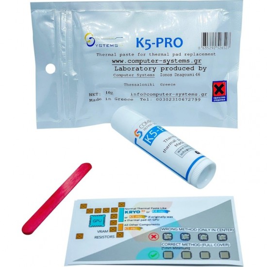 Pasta termica profesionala K5 Pro 10g, pentru inlocuire termal pad pentru placi video, laptopuri de gaming, IMac, PS3, PS4, PS5, XBox, memorii video, surse video