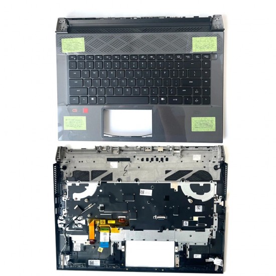 Carcasa superioara cu tastatura palmrest Laptop Gaming, Dell, G16 7630, P122F, P122F001, P122F002, 3RTH4, 03RTH4, AP3UV000201, iluminata, neagra, layout US