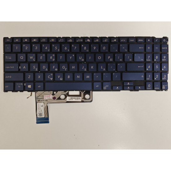 Tastatura Laptop, Asus, ZenBook 15 UX533F, UX533FAC, UX533FD, UX533FN, UX533FTC, iluminata, albastra, layout Greek (GR)/(US)