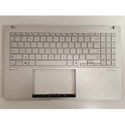 Carcasa superioara cu tastatura palmrest Laptop, Asus, VivoBook S15 S5507Q, S5507QA, S5507QAD, 90NB14Q2-R31UI1, 90NB14Q2-R31US1, S5507QA-8S, 6070B2333712, iluminata, argintie, layout US