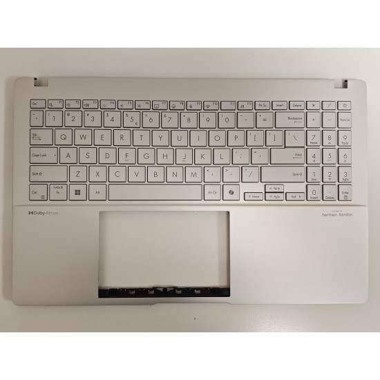 Carcasa superioara cu tastatura palmrest Laptop, Asus, VivoBook S15 S5507Q, S5507QA, S5507QAD, 90NB14Q2-R31UI1, 90NB14Q2-R31US1, S5507QA-8S, 6070B2333712, iluminata, argintie, layout US