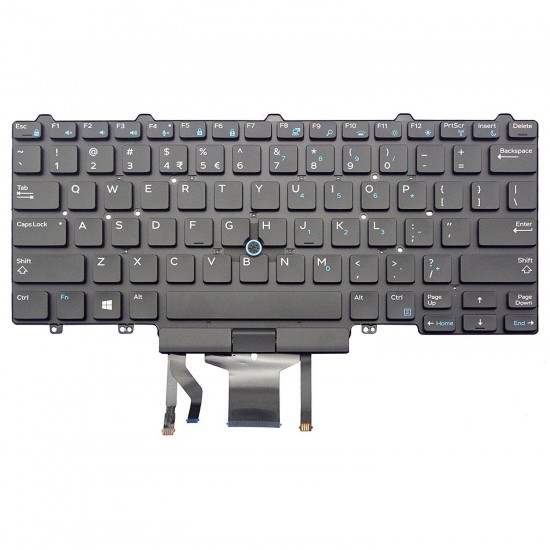 Tastatura Laptop, Dell, Latitude 14 E5470, P62G, P62G001, 0F2X80, 04VMV0, dual point, iluminata, neagra, layout US