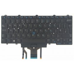 Tastatura Laptop, Dell, Latitude 14 E7480, P73G, P73G002, 0K9V28, 09170J, dual point, iluminata, neagra, layout UK