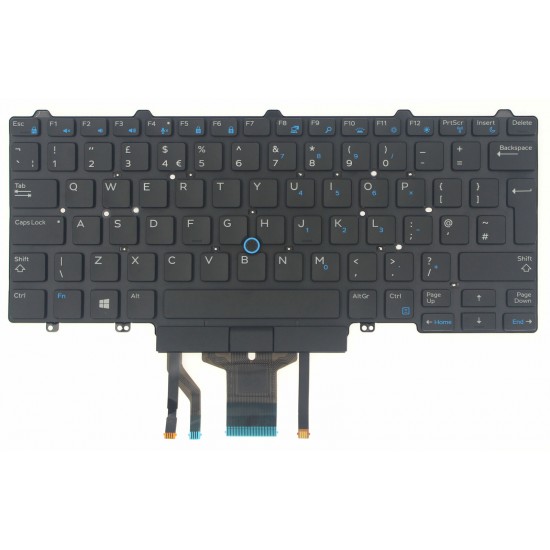 Tastatura Laptop, Dell, Latitude 14 5491, P72G, P72G002, 0K9V28, 09170J, dual point, iluminata, neagra, layout UK