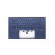 Carcasa superioara cu tastatura palmrest Laptop, Asus, ZenBook 14 UX434F, UX434FL, 13N1-93A0332, UX434FL-3B, 90NB0MP1-R31US0, iluminata, albastra, layout US