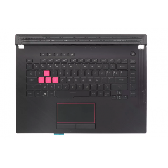 Carcasa superioara cu tastatura palmrest Laptop Gaming, Asus, ROG Strix G15 G512L, G512LU, G512LV, G512LW, G512LWS, 90NR0343-R31US0, 6051B1433101, G512LWS-1H, iluminata, RGB 4-Zone, 16 pini, conector touchpad 8 pini, layout US