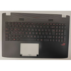 Carcasa superioara cu tastatura palmrest Laptop, Asus, ROG G552J, G552JX, G552V, G552VL, G552VX, G552VW, 90NB09I3-R31UK0, 13NB07Z1AP0231, 13NB07Z1AP04041, iluminata, layout UK