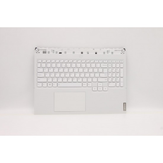 Carcasa superioara cu tastatura palmrest Laptop, Lenovo, Legion 5 Pro 16ARH7H Type 82RG, 5CB1D05424, AP1ZV000110, iluminata, alba, layout US