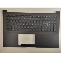 Carcasa superioara cu tastatura palmrest Laptop, Asus, VivoBook 15 X513I, X513IA, 90NB0RR1-R32US0, 13N1-BAA0402, 13N1-BQM0201, X513IA-2K, iluminata, neagra, layout US
