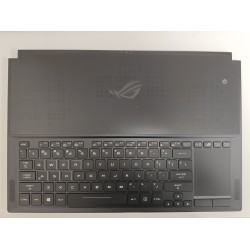 Carcasa superioara cu tastatura palmrest Laptop Gaming, Asus, Rog Zephyrus GX501V, GX501VI, GX501VIK, GX501VS, GX501VSK, GX501GI, 90NR00A1-R31US0, 90NR00A1-R31UI0, 13N1-4NA0101, GX501GI-1A, iluminata, RGB, layout US