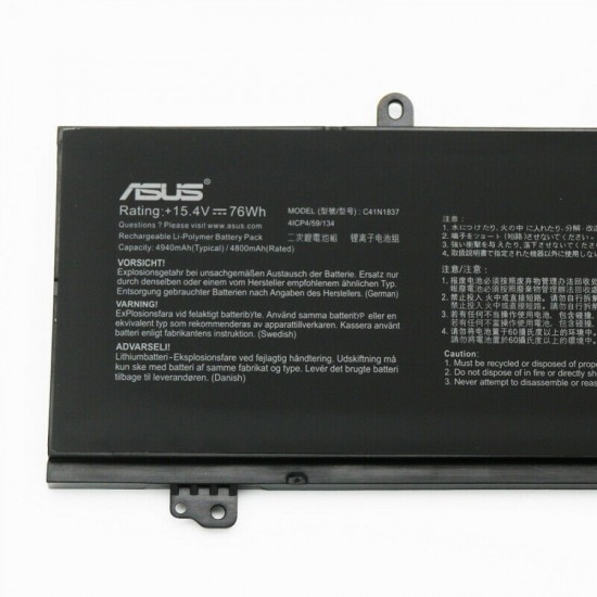 Baterie Laptop Asus, ProARt StudioBook 15 H500G, H500GV, 0B200-03380100, 0B200-03380200, 0B200-03380300, 4ICP4/59/134, C41N1837, 4800mAh, 76Wh