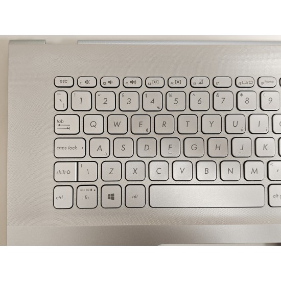Carcasa superioara cu tastatura palmrest Laptop, Asus, VivoBook S17 S712F, S712FA, S712FAM, S712FB, S712J, S712JA, S712U, S712UA, 90NB0TW1-R30UK0, 90PC27380100GZ, 13NB0TW0M01011, 13N1-D0A0101, 13N1-D0A0401, argintie, layout UK