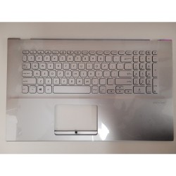 Carcasa superioara cu tastatura palmrest Laptop, Asus, VivoBook 17 X712FA-8S, X712FAC-8S, 90NB0L61-R31UI0, 90NB0L61-R31US0, 90NB0PI1-R32UI0, 90NB0L61-R33UI0, 90NB0L61-R33US0, 90PC27130101GZ, 13NB0L60M01211, 13N1-7GA0S01, iluminata, argintie, layout US