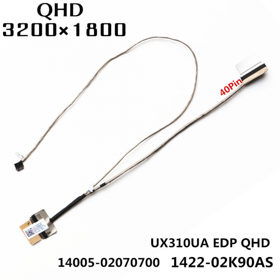 Cablu video LVDS Laptop, Asus, ZenBook UX310U, UX310UA, UX310UAK, UX310UF, UX310UQ, UX310UQK, 14005-02070700UQ, 14005-02070700, 1422-02K80AS, 1422-02K90AS, UX310UA EDP QHD LG, non touch, QHD, 40 pini