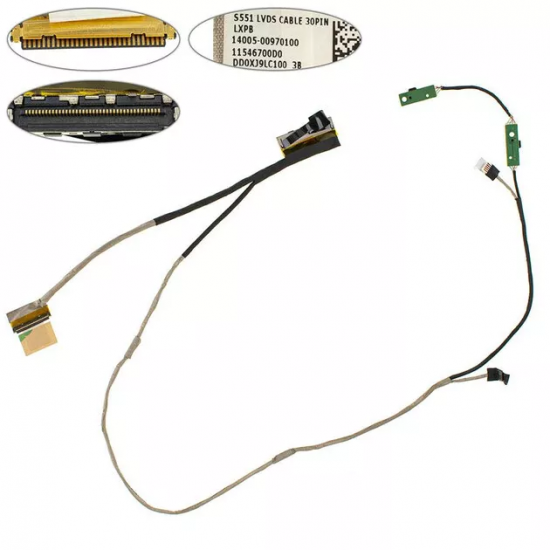 Cablu video LVDS Laptop, Asus, A551L, A551LA, A551LB, A551LN, 14005-00970100, DD0XJ9LC100, S551 LVDS Cable, non touch, 30 pini