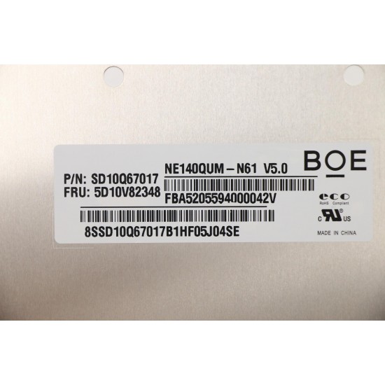 Display Laptop, Lenovo, 5M11C43969, SD10Z34913, SD10Z34914, SD11C95780, 5D11C99675, SD10Q67017, SD10Q67019, 5M11C43970, 5M11U28497, NE140QUM-N6A V5.0, 14 inch, LED, Rezolutie UHD, 3840x2160, conector ingust, non touch, 40 pini