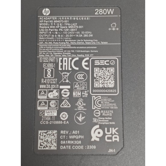 Incarcator Laptop, HP, Omen 17-CK, TPN-CA26, TPN-CA27, TPN-LA27, PA-1281-08HT, M94073-001, M94073-002, M95376-001, 280W, 20V, 14A, 4.5x.3.0mm