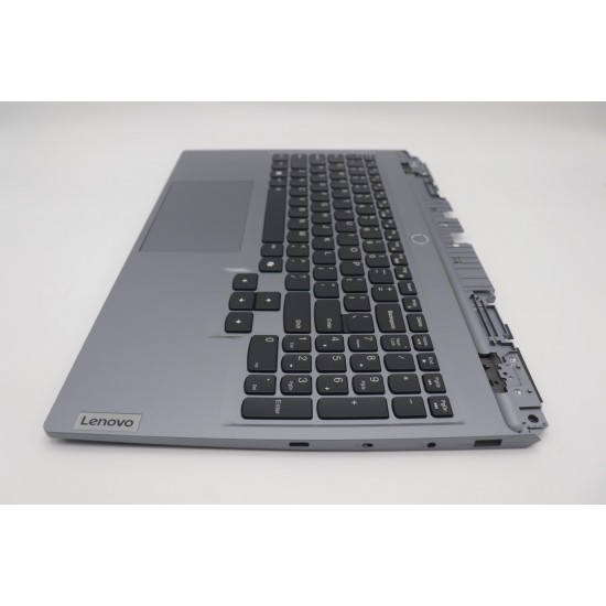 Carcasa superioara cu tastatura palmrest Laptop Gaming, LOQ 15IAX9 Type 83GS, 5CB1P43384, AP921000101, iluminata, gri, layout US