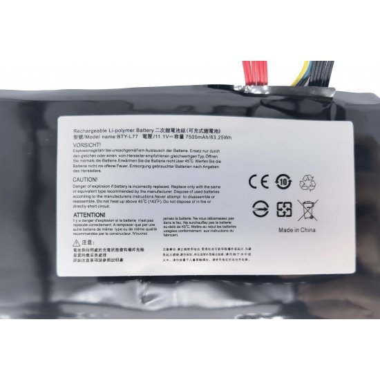 Baterie Laptop, MSI, WT72, 2OM, 2OK, 6QL, 6QM,6QN, 6QI, 6QJ, 6QK, MS-1781, MS-17M2, MS-1783, BP-1781-33/2500, BTY-L77, 11.1V, 7500mAh, 83.25Wh