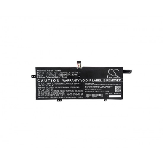 Baterie compatibila Laptop, Lenovo, IdeaPad 720S-13IKBR, 5B10N00765, 5B10N00766, 5B10N03289, CS-LVT720NB, L16C4PB3, L16L4PB3, L16M4PB3, 7.68V, 6200mAh, 47.62Wh