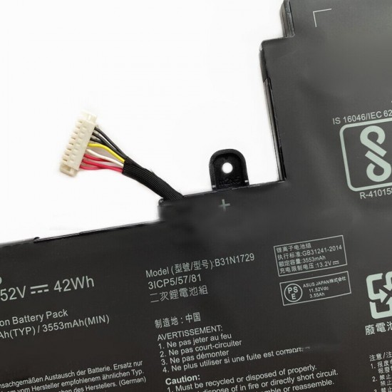 Batterie Laptop, Asus, VivoBook S15 X530F, X530FA, X530FN, X530U, X530UA, X530UF, X530UN, 0B200–02920000, 3ICP5/57/81, B31N1729, 11.52V, 3653mAh, 42Wh