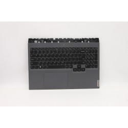 Carcasa superioara cu tastatura palmrest Laptop, Lenovo, Legion 5 Pro 16ACH6H Type 82JQ, 5CB1C93162, 5CB1C93166, AP1ZV000100, iluminata, Slate Grey, layout US