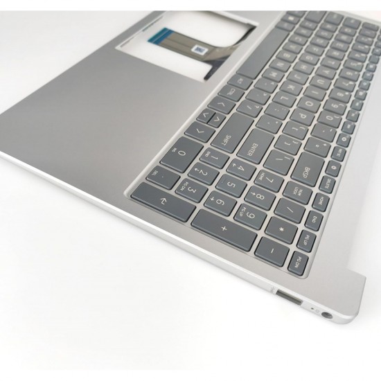 Carcasa superioara cu tastatura palmrest Laptop, HP, 15-FD, 15T-FD, TPN-Q287, N36753-001, N36753-271, EA0PD007010-1, TSCEA0PD007010, iluminata, argintie, layout US