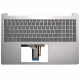 Carcasa superioara cu tastatura palmrest Laptop, HP, 15-FD, 15T-FD, TPN-Q287, N36751-001, KTAFA0PD001020, iluminata, argintie, layout US