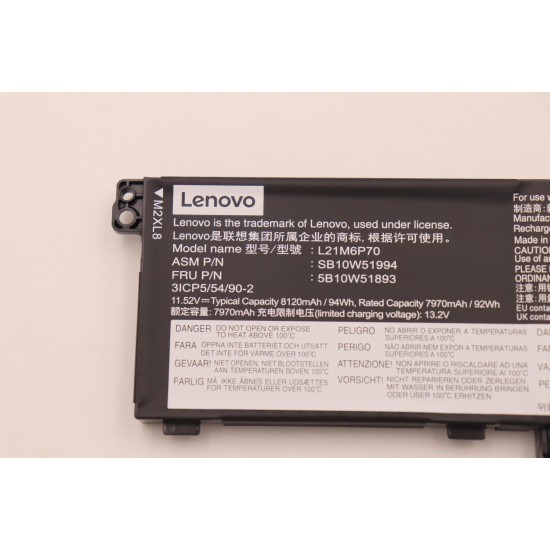 Baterie Laptop, Lenovo, ThinkPad P16 Gen 2 Type 21FA, 21FB, 3ICP5/54/90-2 L21L6P70, 3ICP5/54/90-2, 11.52V, 7970mAh, 94Wh