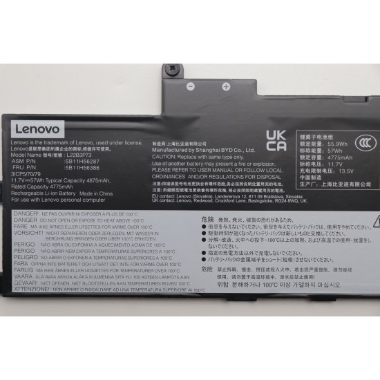 Baterie Laptop 2-in-1, Lenovo, ThinkPad X1 Gen 9 Type 21KE, 21KF, 5B11H56386, 3ICP5/70/79, L22B3P73, 11.7V, 4775mAh, 57Wh