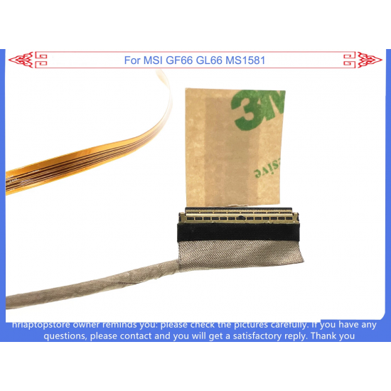 Cablu video LVDS Laptop Gaming, MSI, Sword 15 A11UE, A11UG, MS-1581, K1N3040281J36, K1N-3040281-J36, MS1581, EDP Cable, 40 pini