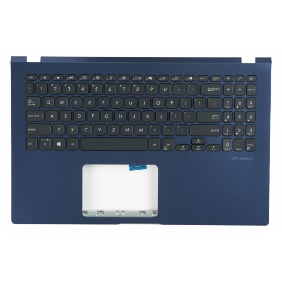 Carcasa superioara cu tastatura palmrest Laptop, Asus, VivoBook 15 A509D, A509DA, A509F, A509FA, A509FB, A509FL, 90NB0P53-R32US0, 13NB0MZ3P02021-3, 39XKRTAJNA0, FBXKR009010, 13NB0MZ0M05011, X509DA-1B, iluminata, albastra, layout US
