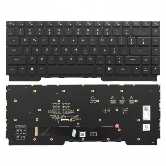 Tastatura Laptop Gaming, Dell, G16 7620, P112F, P112F001, iluminata, RGB Per Key, neagra, layout US