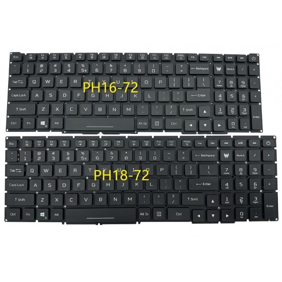 Tastatura Laptop Gaming, Acer, Predator Helios 16 PH16-71, PH16-72, N23Q1, iluminata, RGB Per Key, neagra, layout US
