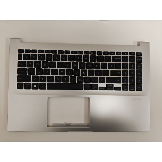 Carcasa superioara cu tastatura palmrest Laptop, Asus, VivoBook 15 X513E, X513EA, X513EP, X513EQ, X513I, X513IA, X513U, X513UA, 90NB0RR3-R32US0,X513IA-2D, 13N1-BBA0F01, 13N1-BBM0301, iluminata, argintie, layout US