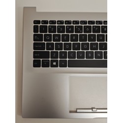 Carcasa superioara cu tastatura palmrest Laptop, Asus, VivoBook 15 S513E, S513EA, S513EP, S513I, S513IA, S513U, S513UA, 90NB0RR3-R32US0,X513IA-2D, 13N1-BBA0F01, 13N1-BBM0301, iluminata, argintie, layout US