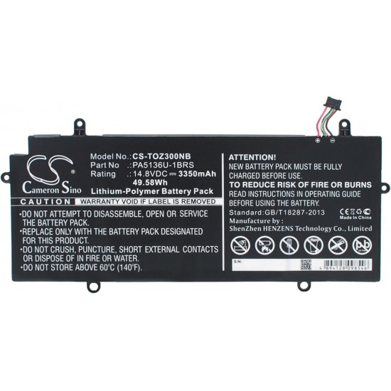 Baterie compatibila Laptop, Toshiba, Portege Z30T-A, Z30T-B, Z30T-C, Z30-A, Z30-B, Z30-C, CS-TOZ300NB, PA5136U-1BRS, 14.8V, 3350mAh, 49.58Wh, 6 pini