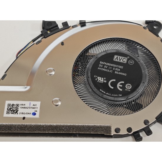 Cooler Laptop, Asus, ZenBook Flip 13 UX363E, UX363EA, UX363J, UX363JA, 13NB0QT0T04011, 13NB0QT0T04211, BAPA0804R5HY002, 5V, 0.50A