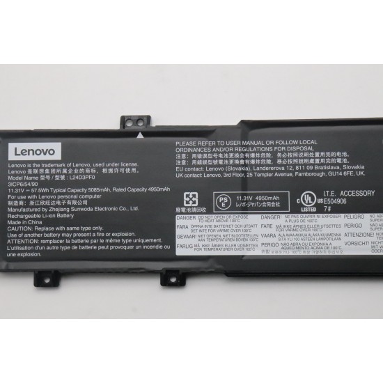 Baterie Laptop, Lenovo, IdeaPad Slim 3 14ITN9 Type 83L6, 5B11Q32534, 3ICP6/54/90, L24D3PF0, 11.31V, 4950mAh, 57.5Wh