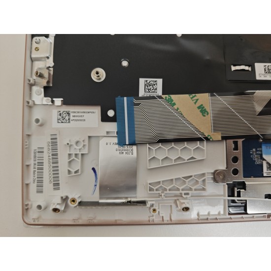 Carcasa superioara cu tastatura palmrest Laptop, Lenovo, IdeaPad S340-13IML Type 81UM, 5CB0W59338, AP2QS000320, AM2QS000410, ET2QS000200, ET2QS000100, iluminata, roze, layout US