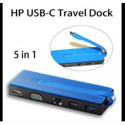 HP USB‑C Travel Dock T0K29AA, T0K29AA, TPA-I501, 839032-001, 844550-001 – Extensie porturi pentru laptop: HDMI, VGA, USB‑A și LAN, negru