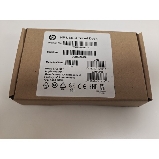 HP USB‑C Travel Dock T0K29AA, T0K29AA, TPA-I501, 839032-001, 844550-001 – Extensie porturi pentru laptop: HDMI, VGA, USB‑A și LAN, negru