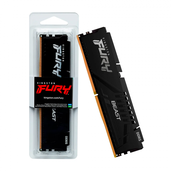 Memorie RAM Kingston Fury Beast 16GB DDR5 6000MHz CL36 UDIMM pentru Desktop, KF560C36BBE2-16, Desktop/PC
