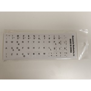 Sticker tastatura alb layout romana (ro) pentru caractere cu diacritice