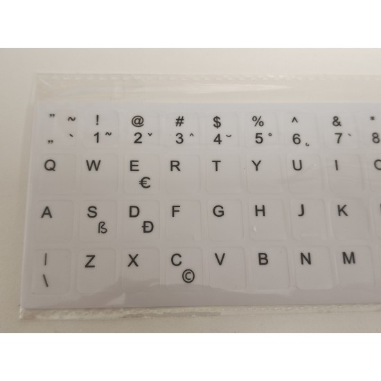 Sticker tastatura alb layout romana (ro) pentru caractere cu diacritice